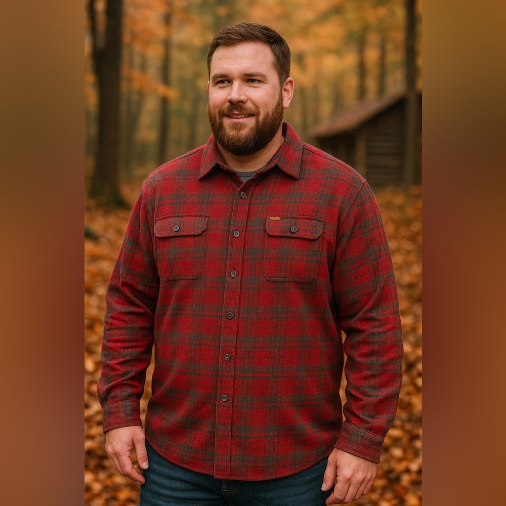 EUC Orvis Men's Big Bear Double Brushed Red & Gray Flannel Sz XXL